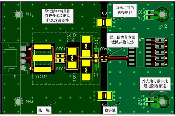 RS485接口濾波及防護(hù)電路布局